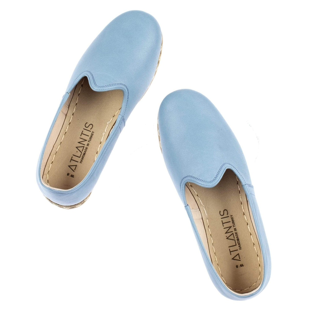 Women's Sky Blue Slip On Shoes from Atlantis Handmade Shoes