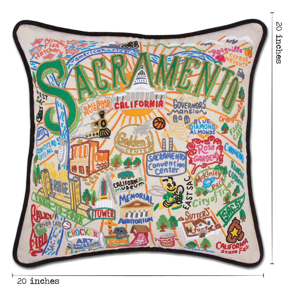 Sacramento Hand-Embroidered Pillow from Quirks!