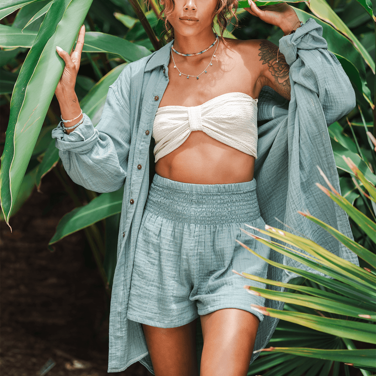 Sage Cotton Shorts From LotusAndLuna