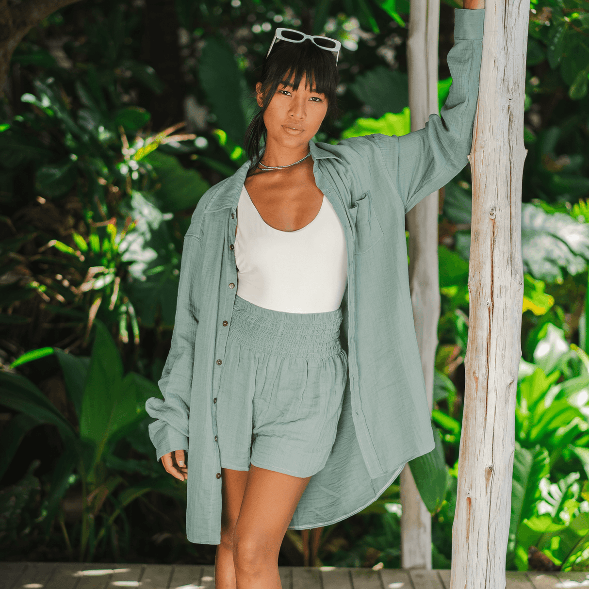 Sage Cotton Shorts From LotusAndLuna