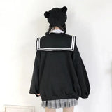 Black Sailor Collar Hoodie – Kawaii Preppy Lolita Sweatshirt From Kawaii Stop