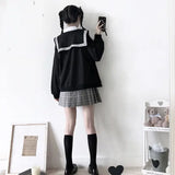 Black Sailor Collar Hoodie – Kawaii Preppy Lolita Sweatshirt From Kawaii Stop