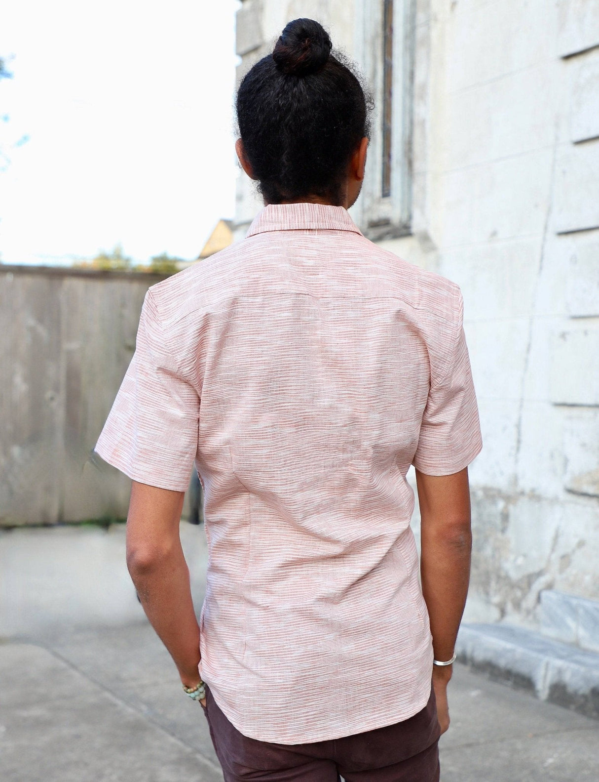 Salmon Men's Button Down Shirt from Passion Lilie