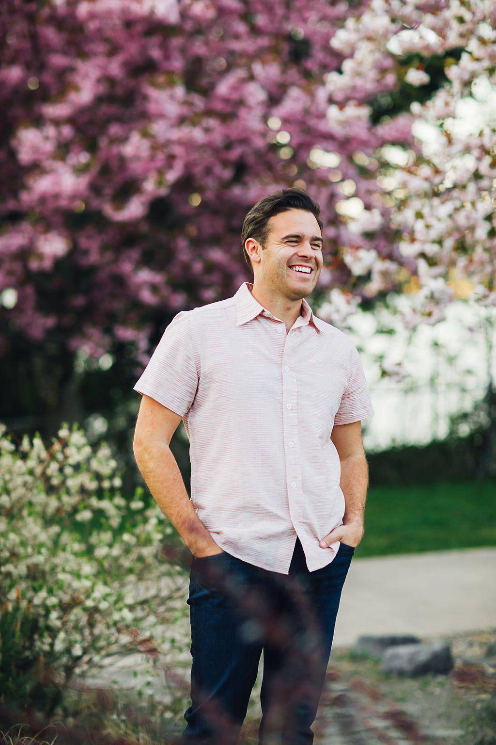 Salmon Men's Button Down Shirt from Passion Lilie