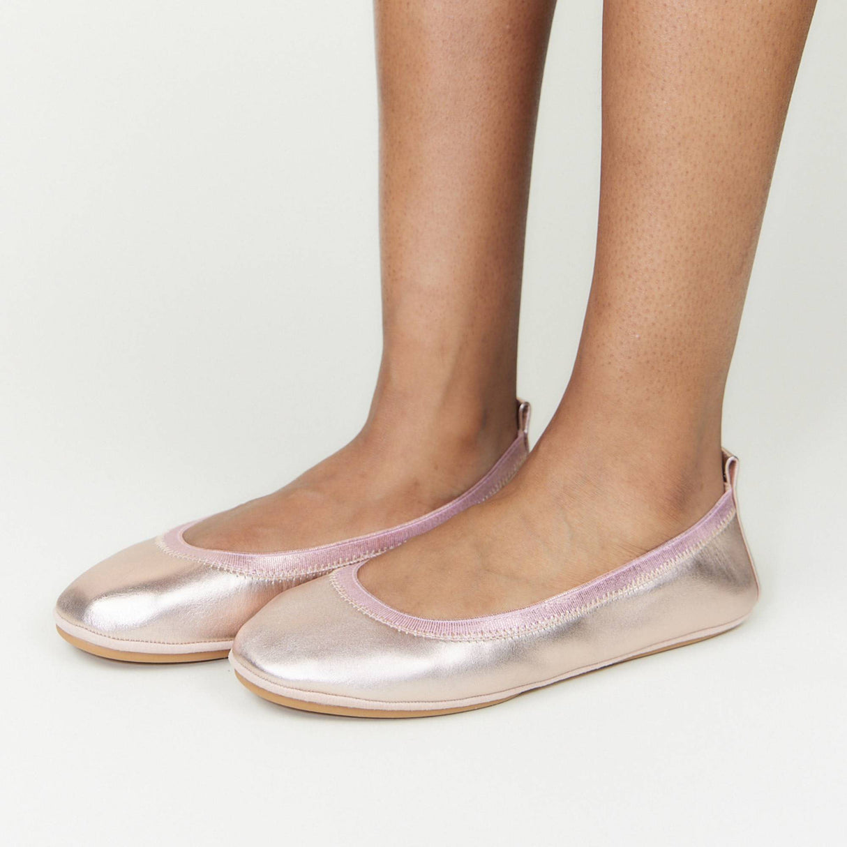 Samara Foldable Ballet Flat in Rose Gold Leather from Yosi Samra