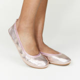 Samara Foldable Ballet Flat in Rose Gold Leather from Yosi Samra
