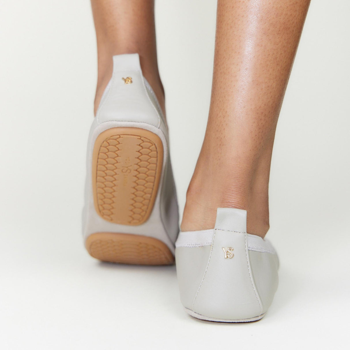 Samara Foldable Ballet Flat in Simply Taupe Leather from Yosi Samra