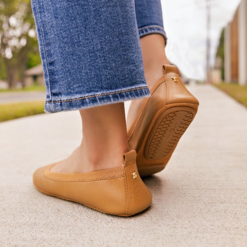 Samara Foldable Ballet Flat in Whiskey Leather from Yosi Samra