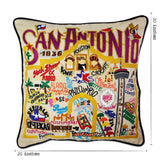 San Antonio, TX Hand-Embroidered Pillow from Quirks!