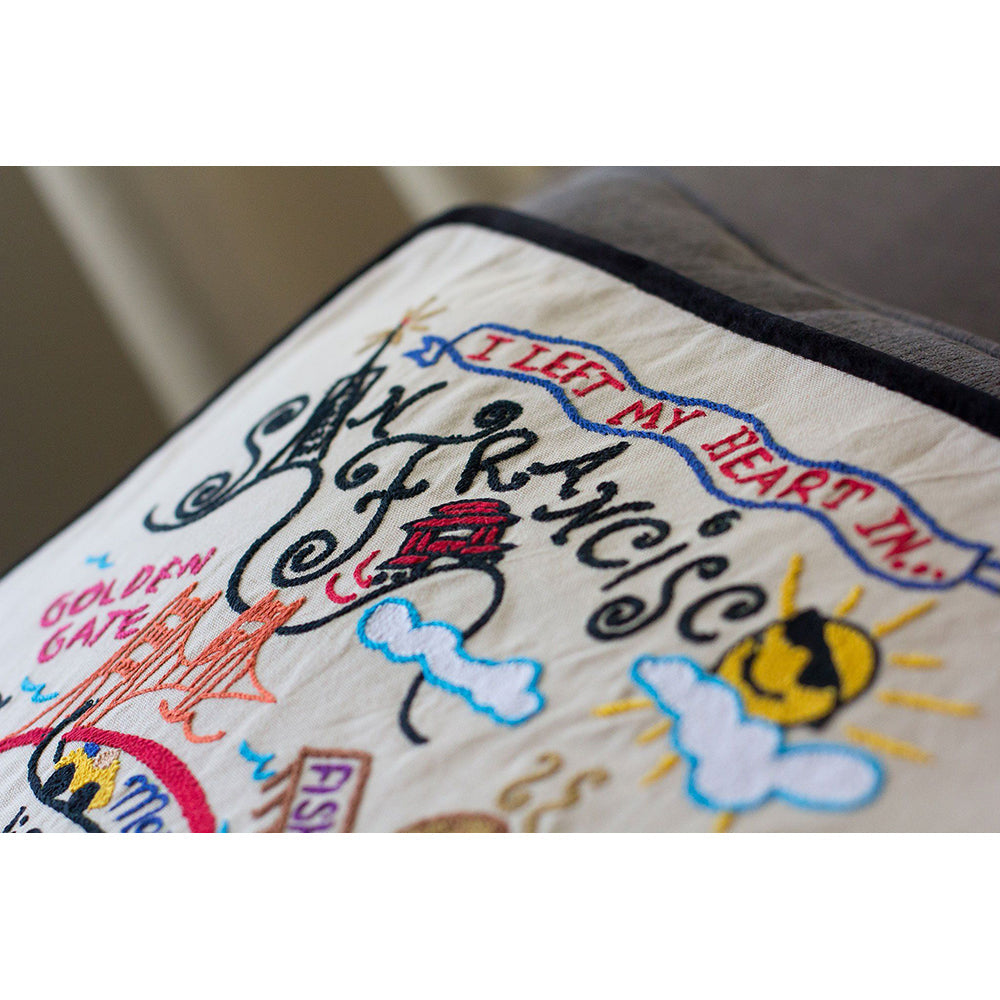 San Francisco, CA Hand-Embroidered Pillow from Quirks!