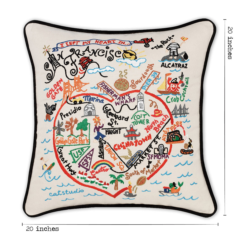 San Francisco, CA Hand-Embroidered Pillow from Quirks!