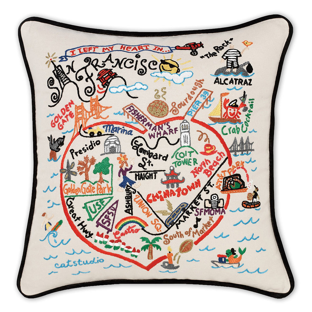 San Francisco, CA Hand-Embroidered Pillow from Quirks!