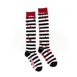 Sanguine Stripes Blood Spatter Knee High Socks from FootClothes