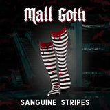 Sanguine Stripes Blood Spatter Knee High Socks from FootClothes
