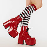 Sanguine Stripes Blood Spatter Knee High Socks from FootClothes