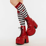Sanguine Stripes Blood Spatter Knee High Socks from FootClothes