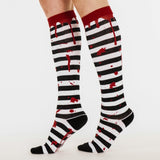 Sanguine Stripes Blood Spatter Knee High Socks from FootClothes