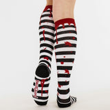 Sanguine Stripes Blood Spatter Knee High Socks from FootClothes
