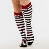 Sanguine Stripes Blood Spatter Knee High Socks from FootClothes