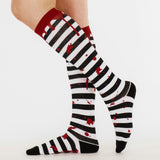 Sanguine Stripes Blood Spatter Knee High Socks from FootClothes