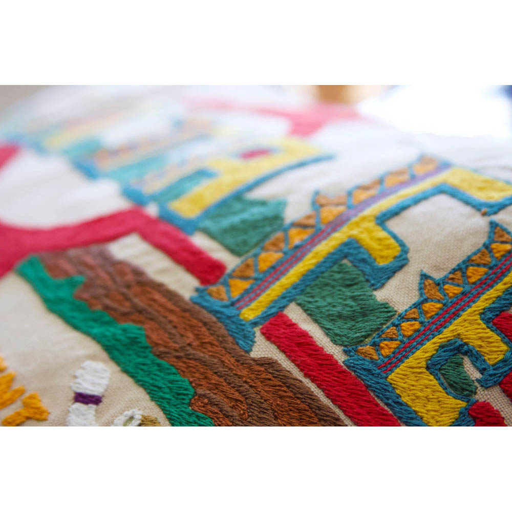 Santa Fe Hand-Embroidered Pillow by CatStudio from Quirks!