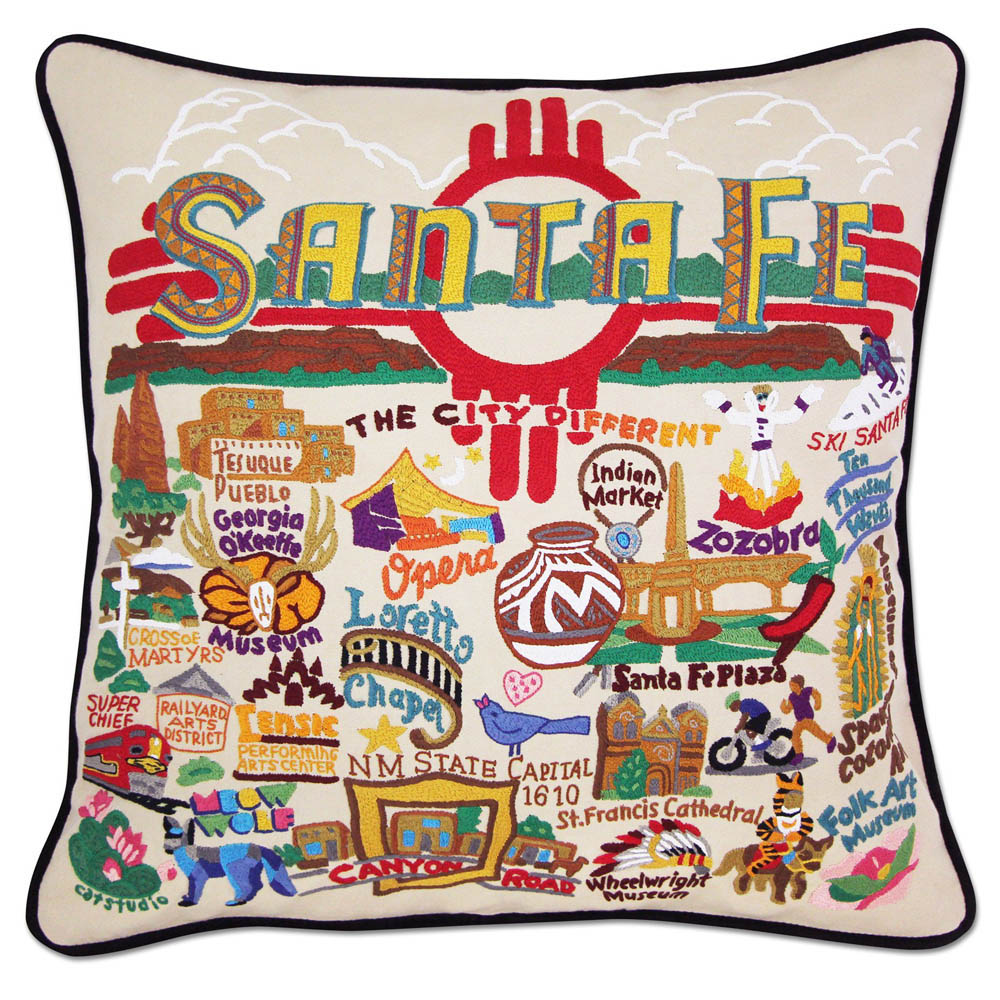Santa Fe Hand-Embroidered Pillow by CatStudio from Quirks!