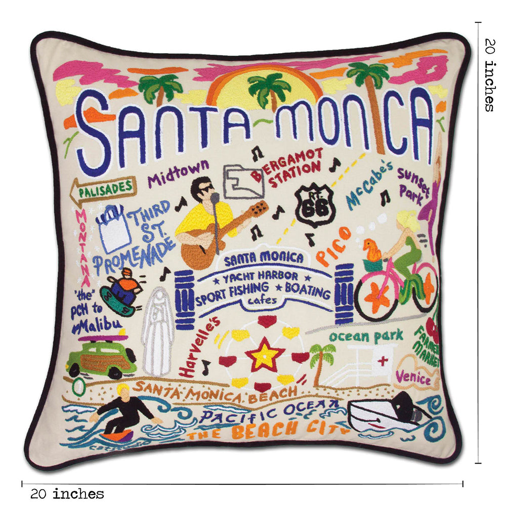 Santa Monica, CA Hand-Embroidered Pillow from Quirks!