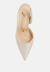 Saranna Rhinestone Embellished Suede Heel Sandals from London Rag International