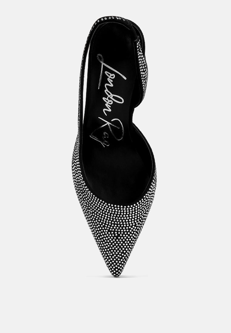 Saranna Rhinestone Embellished Suede Heel Sandals from London Rag International