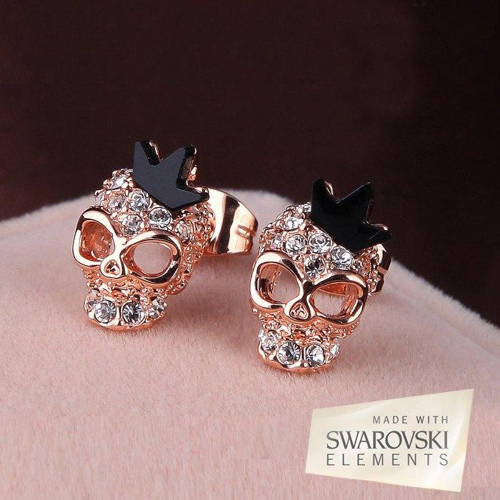 Crystal Skull Crown Earrings from Zapps Clothing