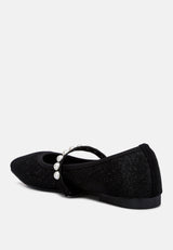 Sassie Pearl Embellished Ballerina Flats from London Rag International