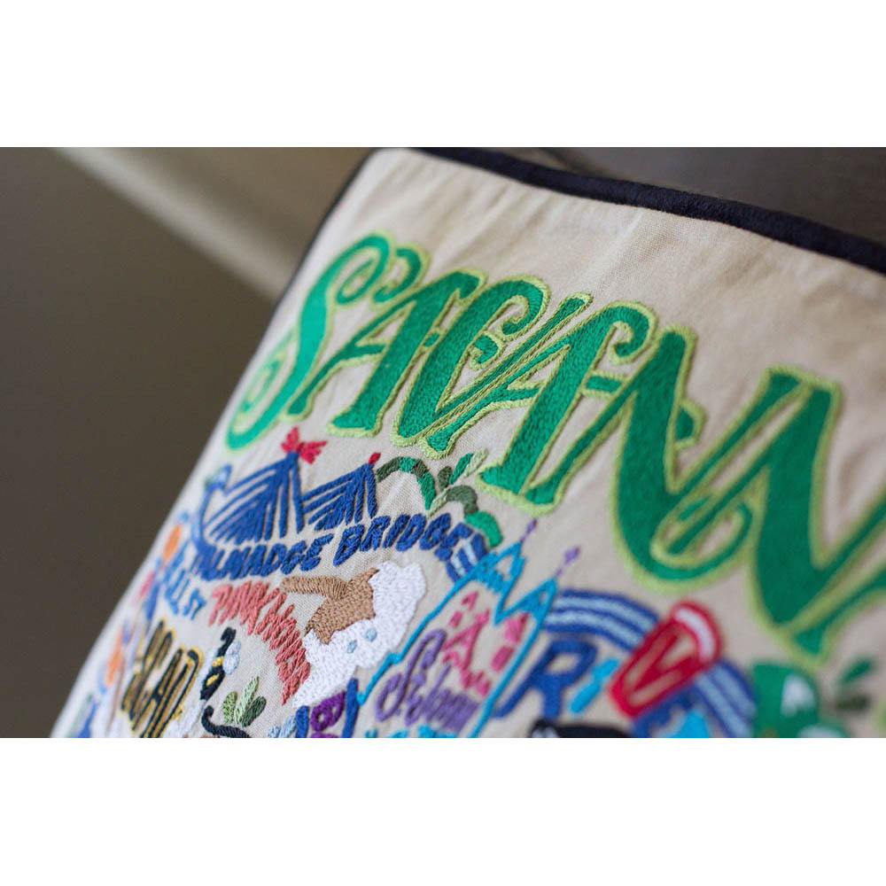 Savannah Hand-Embroidered Pillow by CatStudio from Quirks!