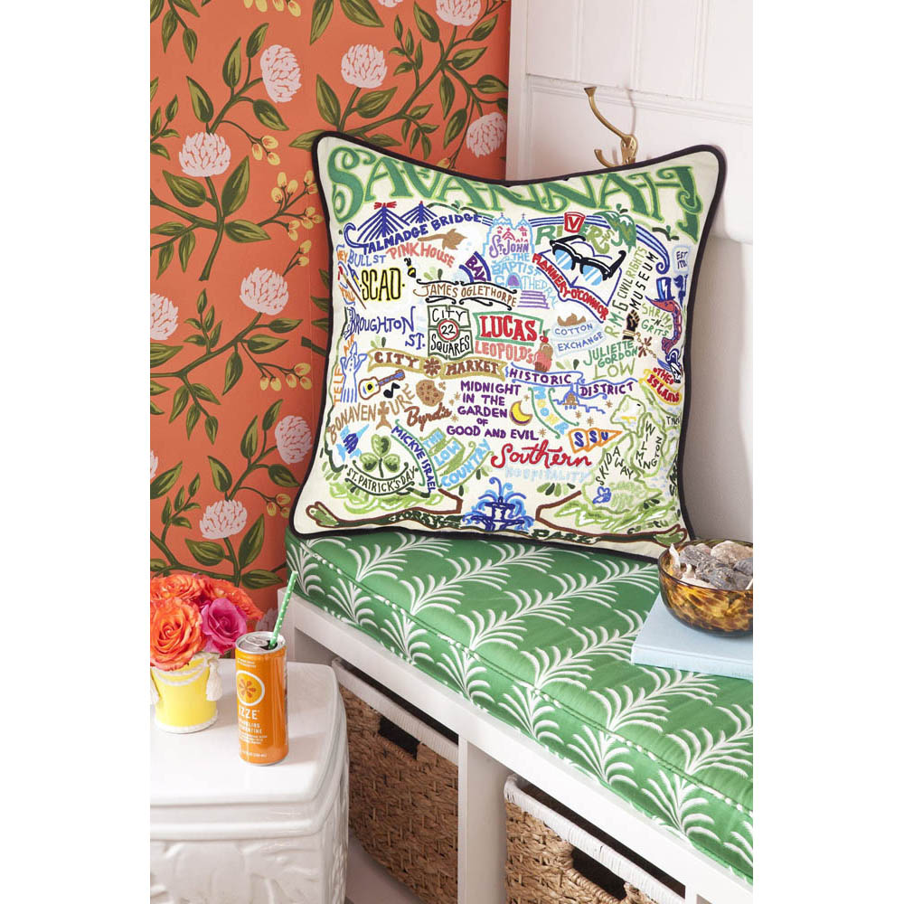 Savannah Hand-Embroidered Pillow by CatStudio from Quirks!