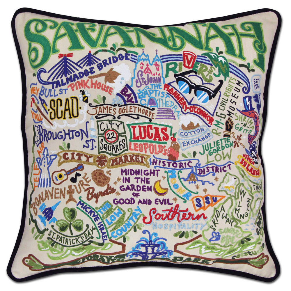 Savannah Hand-Embroidered Pillow by CatStudio from Quirks!