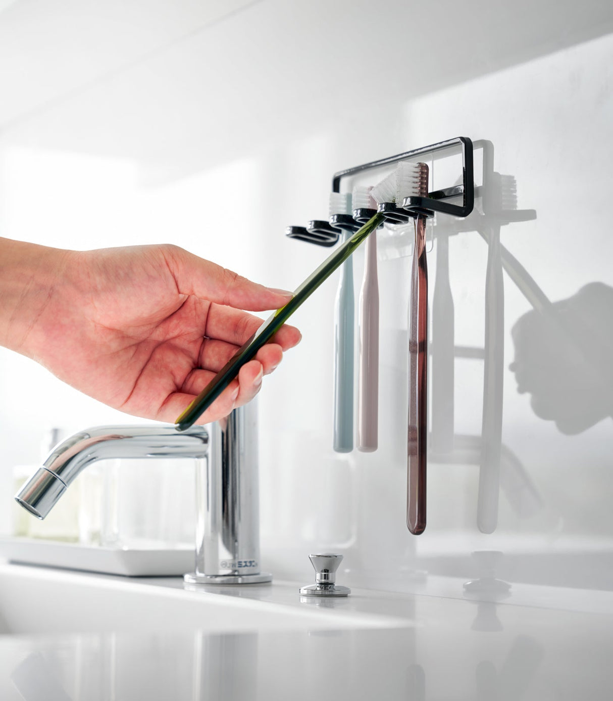 Traceless Adhesive Toothbrush Holder - Steel from Yamazaki Home