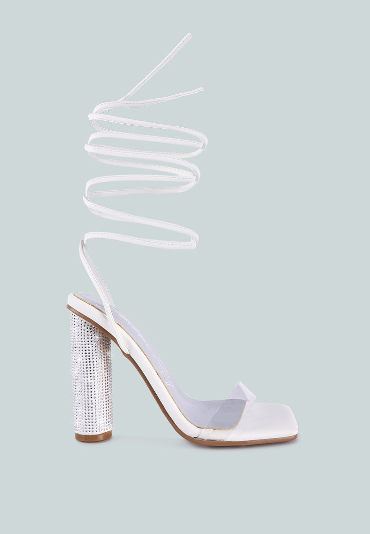 Scansta Lace Up Rhinestone Embellished Heel Sandals from London Rag International