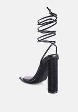Scansta Lace Up Rhinestone Embellished Heel Sandals from London Rag International