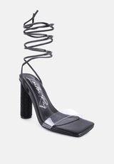 Scansta Lace Up Rhinestone Embellished Heel Sandals from London Rag International