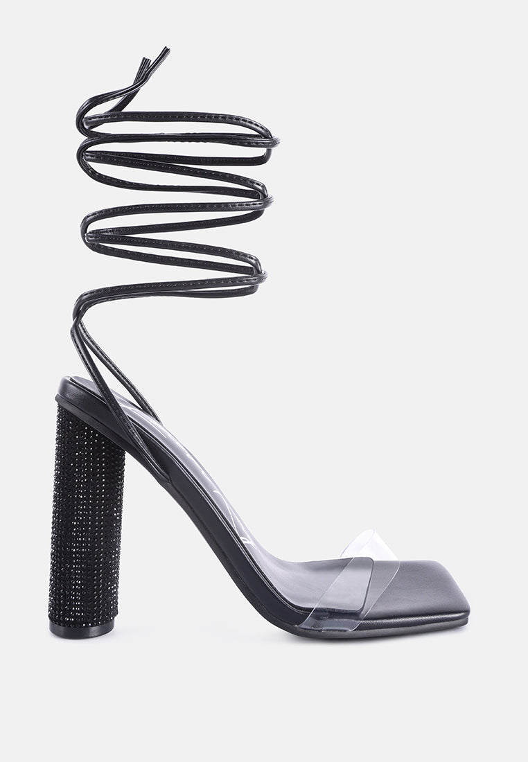 Scansta Lace Up Rhinestone Embellished Heel Sandals from London Rag International