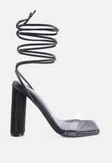 Scansta Lace Up Rhinestone Embellished Heel Sandals from London Rag International