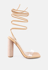 Scansta Lace Up Rhinestone Embellished Heel Sandals from London Rag International