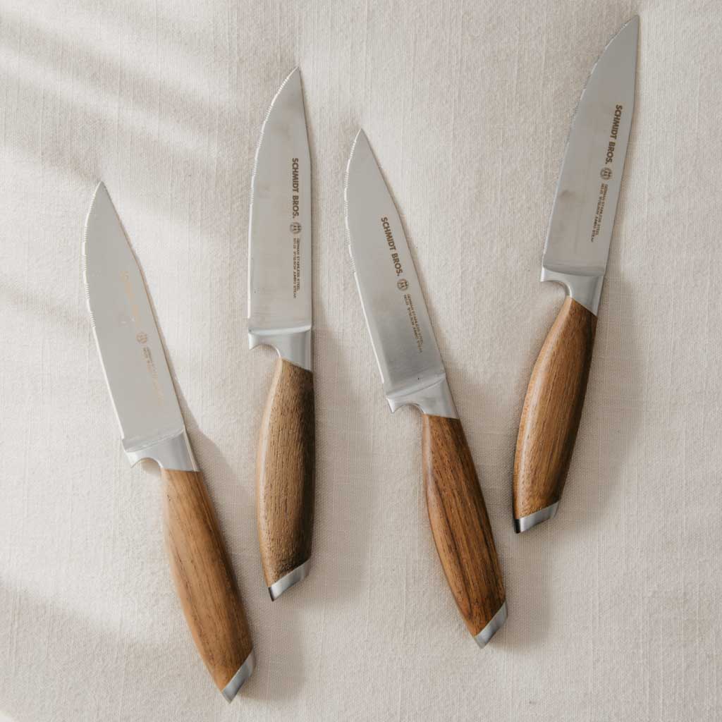 Bonded Teak, 4-Piece Jumbo Steak Knife Set from Schmidt Bros.