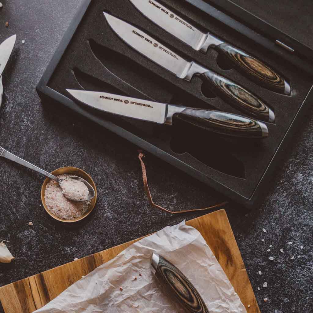 Bonded Ash, 4-Piece Jumbo Steak Knife Set from Schmidt Bros.
