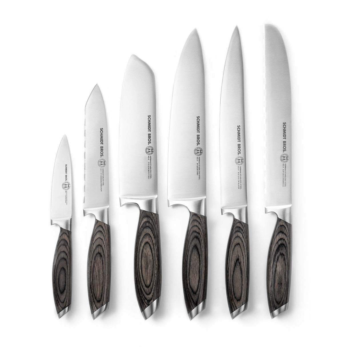 Bonded Ash, 7-Piece Knife Block Set from Schmidt Bros.