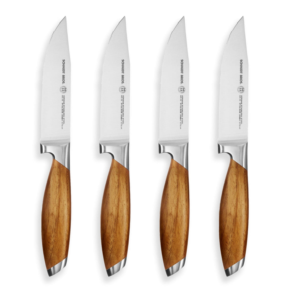 Bonded Teak, 4-Piece Jumbo Steak Knife Set from Schmidt Bros.
