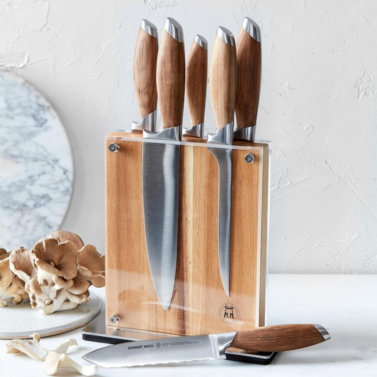 Bonded Teak, 7-Piece Knife Block Set from Schmidt Bros.