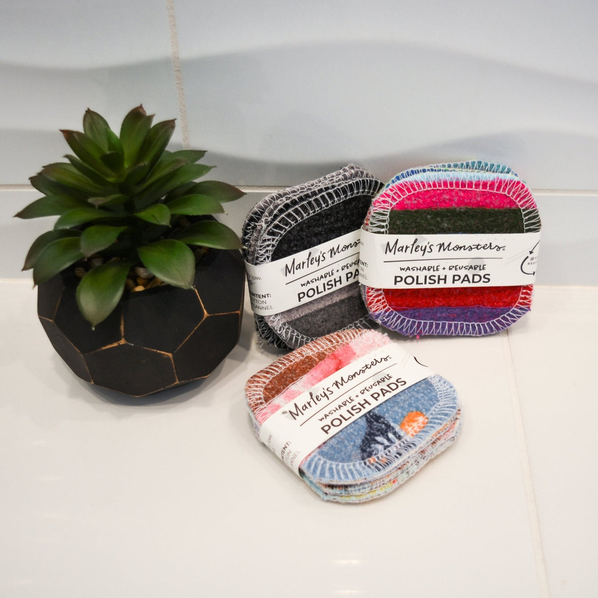 Scrap Felt Polish Pads: Set of 4 - Zero Waste Upcycled from Marley's Monsters