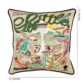 Seattle, WA Hand-Embroidered Pillow from Quirks!