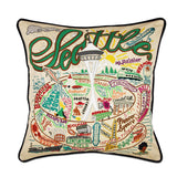 Seattle, WA Hand-Embroidered Pillow from Quirks!