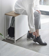 Entryway Storage Organizer & Bench (18" H)  - Steel + Wood from Yamazaki Home